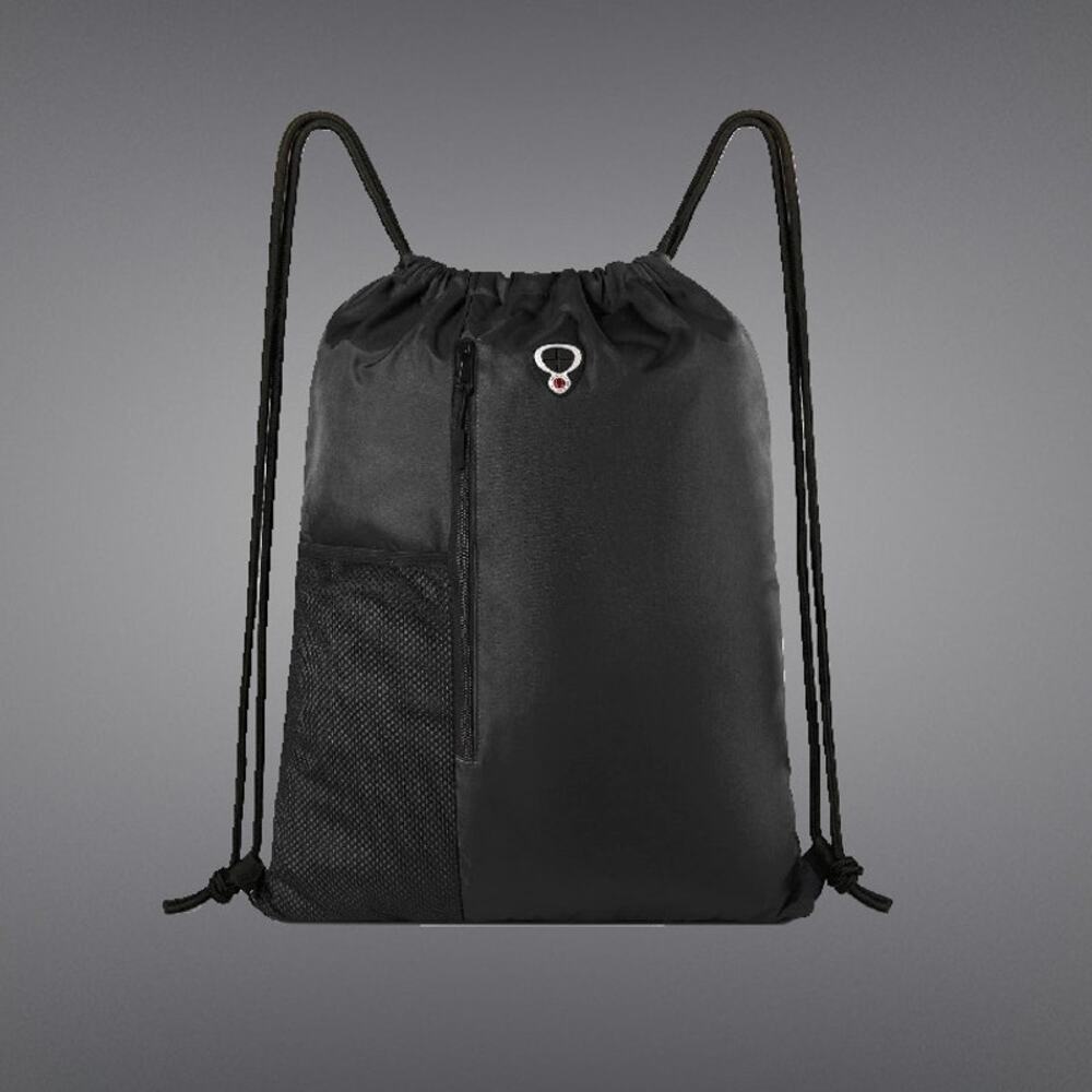 Thick Drawstring Lightweight Black Backpack Gym Bag with Pockets